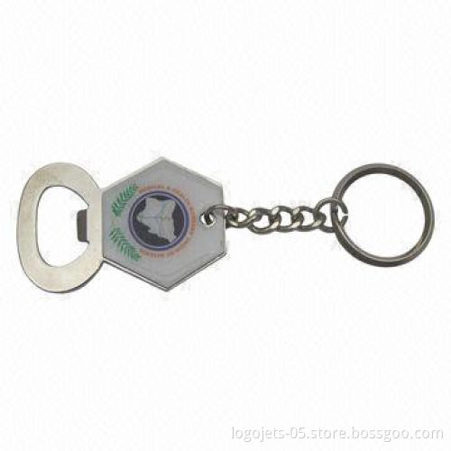 Keychain, Made of Brass or Stainless steel, with Printing, Various Designs are Available
